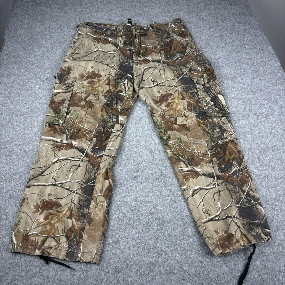 Realtree Camo Pants Mens 44x32 Cargo Outdoors Tactical Woodland Adjustable Hems‎